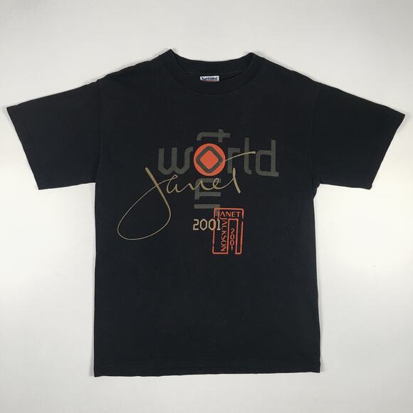 Vintage 2001 Janet Jackson World Tour T Shirt Medium Black R&B Band Rap Tee - Picture 3 of 12